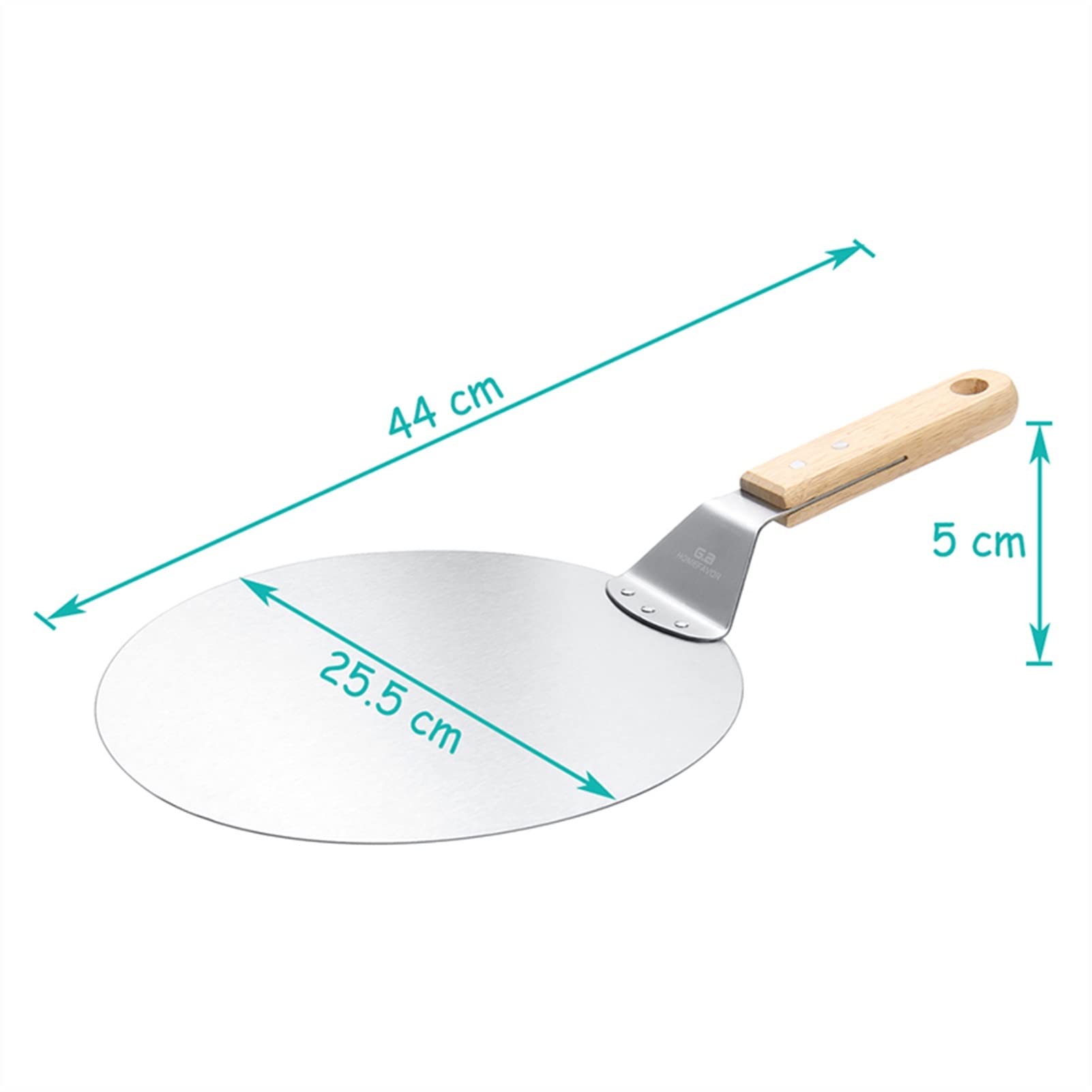 Pala para Pizza Herramientas de repostería Accesorios Pizza Peel Redondo Acero Inoxidable Antiadherente Pizza Paleta Espátula con Mango de Madera de Roble (Color : KT079) (Kt280)