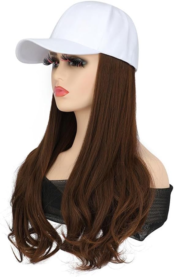 Wig Cap Hat Wig Fashion Breathable Peaked Cap Long Curly Wig Ladies Fashion Wig Cap Ladies Synthetic Wig Hair Extension Cap(C)