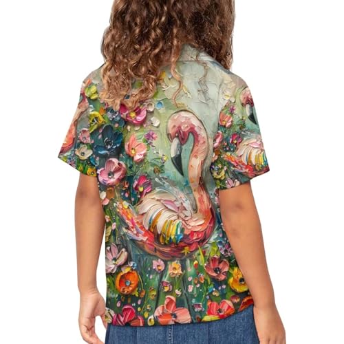 Image of PinUp Angel Funky Casual Hawaiian Shirt Kids Boys Girls Art Oil Painting Animal Pattern Short Sleeve Unisex Beach Shirt