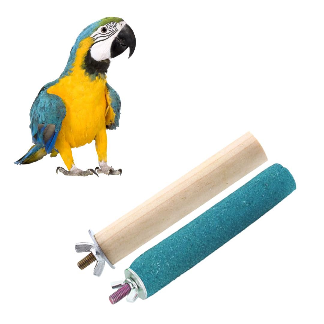 Sage Square Normal & Sand Perch Combo of 4 & 4 inches Natural Wood Rough Sand Perches Grinding Nail | Playstand, Training, Cage Accessories |Finches, Parrot, Budgies, Cockatiels (Pack of 2) (B0CPFNGS13) Amazon Price History, Amazon Price Tracker