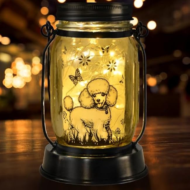 Dog Solar Lanterns Dog Lover Gifts for Women Men Dog Lovers Gifts Hanging Dog Lanterns with Stake for Yard Lawn Garden Decor Waterproof Dog Lights Torches