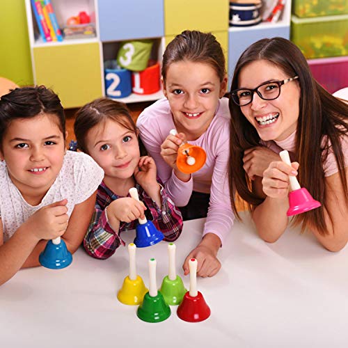 image for Facmogu 8PCS Handbells Set, Colorful 8 Note Diatonic Metal Music Bells