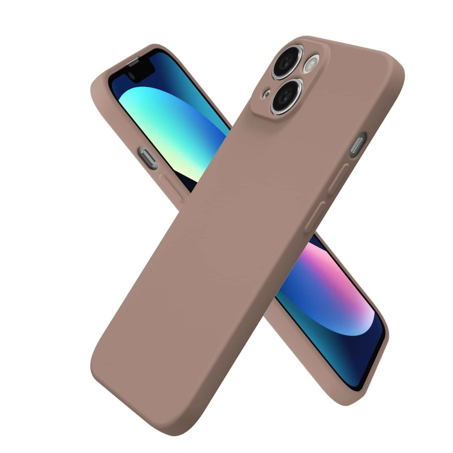 oakxco for iPhone 13 Case Silicone, Ultra Slim Thin Phone Case for Women Girls, Plain Solid Color Minimalist Aesthetic Cute Girly Design, Soft Rubber Gel TPU with Camera Cover Protection, Brown Fall