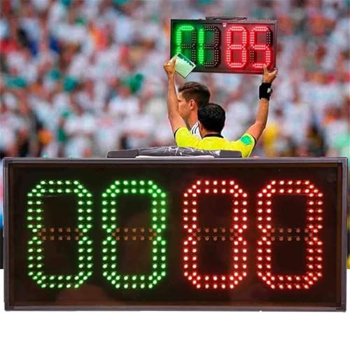 Luzphened Marcador electrónico LED, Marcador electrónico Tablero de sustituciones de fútbol de 4 dígitos Fuera for Atletismo y competición para Juegos Deportivos, Fútbol SingleSided