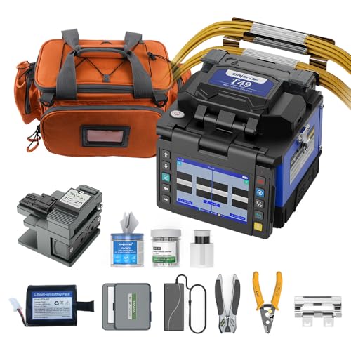 Orientek Optical Fiber Fusion Splicer T49 FTTH Fusion Splicer Machine Kit 8s Splicing 18s Heating Fiber Cleaver FC-20 4000mAh Battery Mini Welding Machine