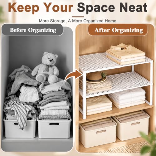 Image of HASTHIP Extendable Wardrobe Partition 2 Tier Metal Cabinet Storage Rack