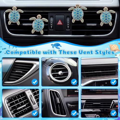 Image of Frienda 4 Pcs Sea Turtle Air Freshener Vent Clips, Crystal Rhinestone Car Diffuser, Cute Car Vent Decoration Accessories for Women
