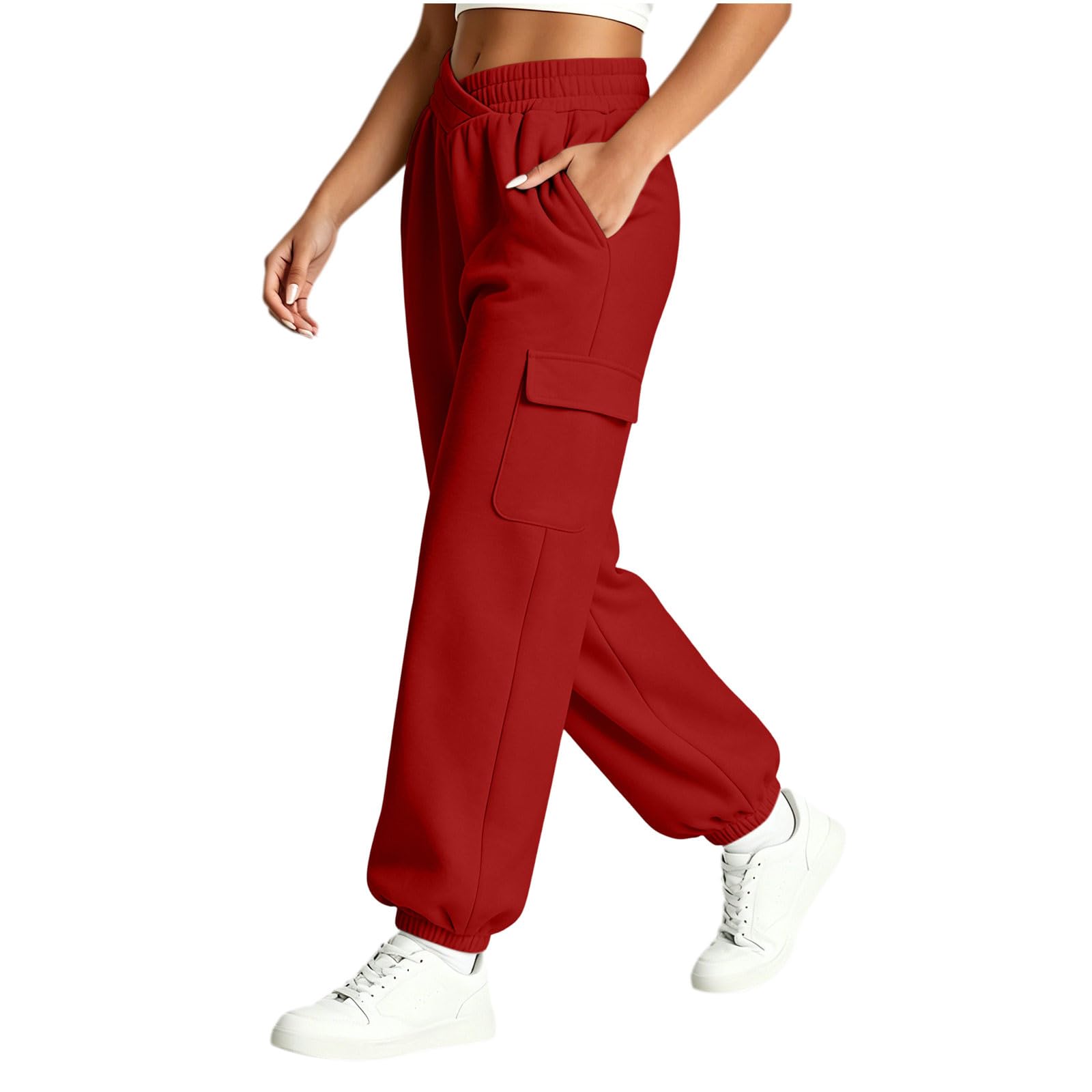 Pantaloni Sportivi Donna Pantaloni Baggy con Tasche Morbidi e Comodi Pantalone Jogger in Cotone Larghi e Leggeri Pant Lunghi Tinta Unita Pantalone Tuta con Coulisse per Allenamento Jogging Fitness