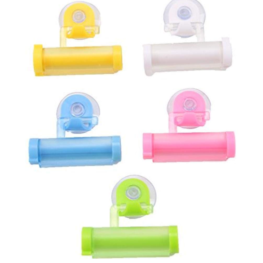 Zonfer Random 5 Pcs Rolling Toothpaste Dispenser Tube Squeezer Sucker Holder Hanger Gadget Suction Cup Tube Color