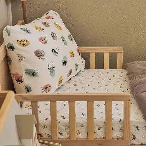 Image of Little Unicorn Standard Pillowcase 2 Pack | Super Soft & Breathable Muslin Fabric | Snug Envelope Closure | for Crib and Toddler Bed (Watercolor Critters)