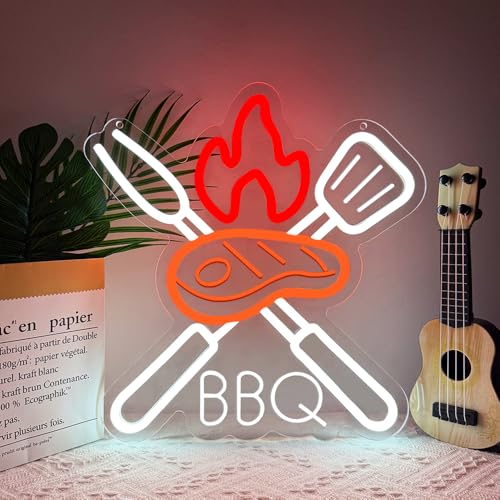 Image of BBQ Neon Signs for Wall Decor,Adjustable Brightness Grill LED Sign for BBQ Party Decorations,Neon Lights Sign for Barbecue Restaurant,BBQ Signs for Outside,Home, Bar, Party,Christmas Gift