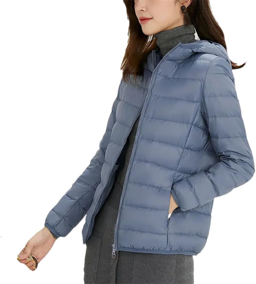 Haitpant Women Portable Ultra Light Down Jacket Matte Fabric Winter Feather Jacket Warm Coat Hooded Parka