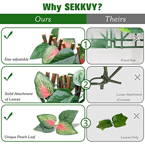Sekkvy Expandable Privacy Fence, Balcony Faux Privacy Screen, Decorative Faux Ivy Fencing Panel, Peach Leaf Artificial Hedge For Balcony Patio Outdoor (Pack Of 2, Single Sided Leaves) #TOP2