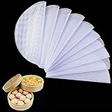 10Pcs Round Silicone Steamer Liners ,11inch Non-stick Silicone Steamer Mesh Mat ,Reusable Bamboo...
