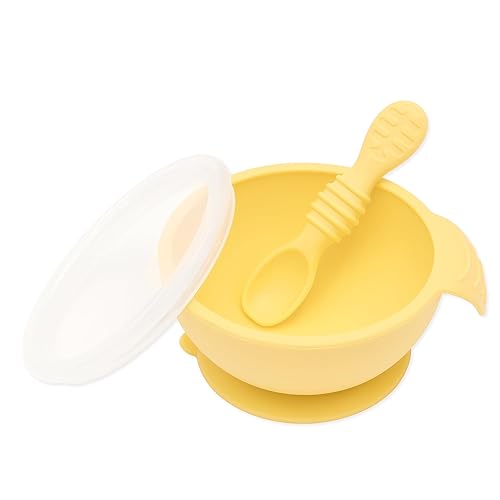 Miniatura 7 de Bumkins Tazones para bebés, juego de alimentación de silicona, cuencos de succión para bebés y niños pequeños con cuchara y tapa, juego de primera