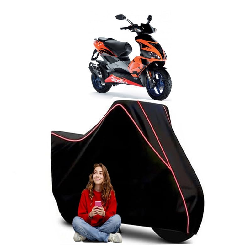 Image of SR 50 Scooty Bike Cover Water Resistant Outdoor Use Universal Fit Scooters Motorcycles Heavy Duty UV Protection Dust Rain Scratch Resistant Elastic Bottom Black Blue Piping