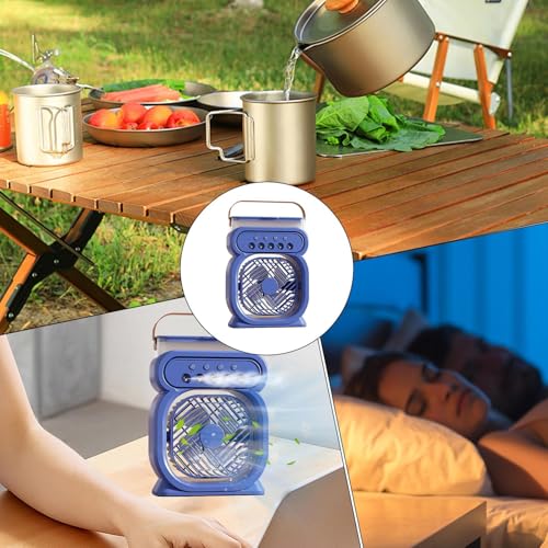 Ventilateur de brumisation USB portable rechargeable à 3 vitesses avec veilleuse LED