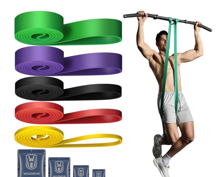 FAOKZE Bandas de resistencia, juego de bandas de resistencia con anclaje para puerta, bandas de fitness para yoga, pilates, entrenamiento, fisioterapia, ayuda para dominadas