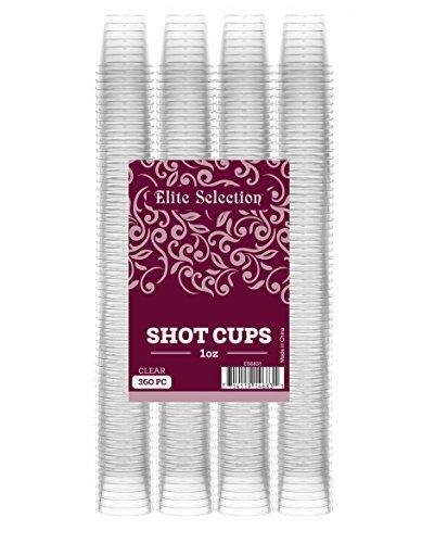 Elite Selection Shot Glasses | 1 Oz. Clear Plastic Disposable Cups | Perfect Party Shot Cups for Shots, Tasting, Sauce, Dips | Pack of 360