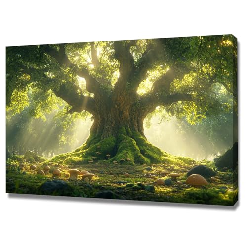Arbre de vie toile murale verte pour raviver un mur blanc de salon 40x60cm
