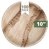 CaterEco Round Palm Leaf Plates set (Pack of 100) | Dinner Plates| Ecofriendly Disposable Dinnerware | Heavy Duty Biodegradable Party Utensils for Wedding, Camping & More