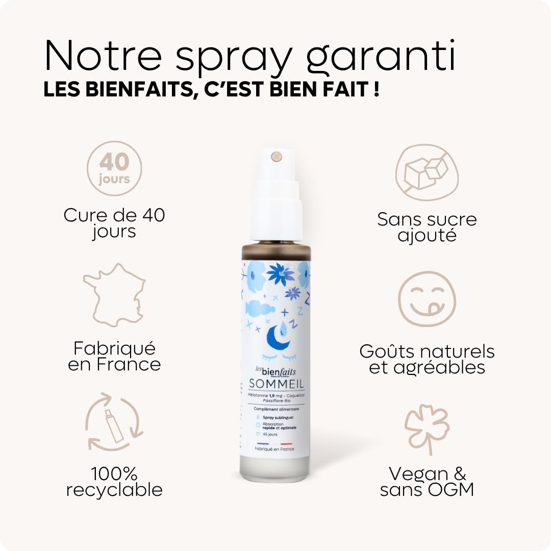Spray Mélatonine Sommeil 1,9mg – Endormissement Rapide & Réveils Nocturnes – Passiflore & Coquelicot – Sublingual 2x Plus Rapide – Élu Meilleur Produit Pharmacie – 30 nuits