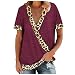 Yowablo Top T-Shirt Femmes Short-Sleeve Casual Leopard imprimé Souple Chemisier Souple T-Shirts pour Femmes Hauts pour Femmes Habillées