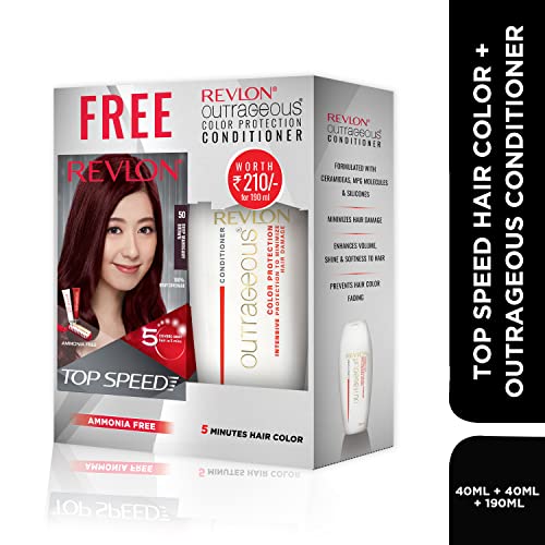 Image of Revlon Top Speed Hair Color For Woman - Deep Mahogany Brown 50 (with Outrageous Conditioner 190 ml)