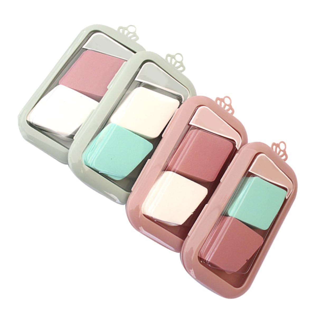 8pcs Delicate Skin Safe Powder Puff Sponge Wet Dry Makeup Blender for Salon Home Travel Professional Use