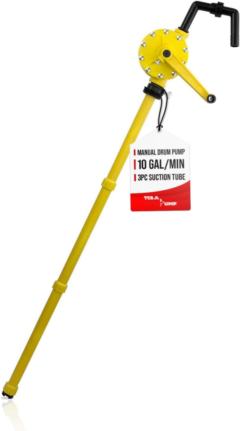 TERA PUMP Polypropelene Plastic Rotary 55 Gallon Drum Barrel Pump for water based solutions and all petroleum products
