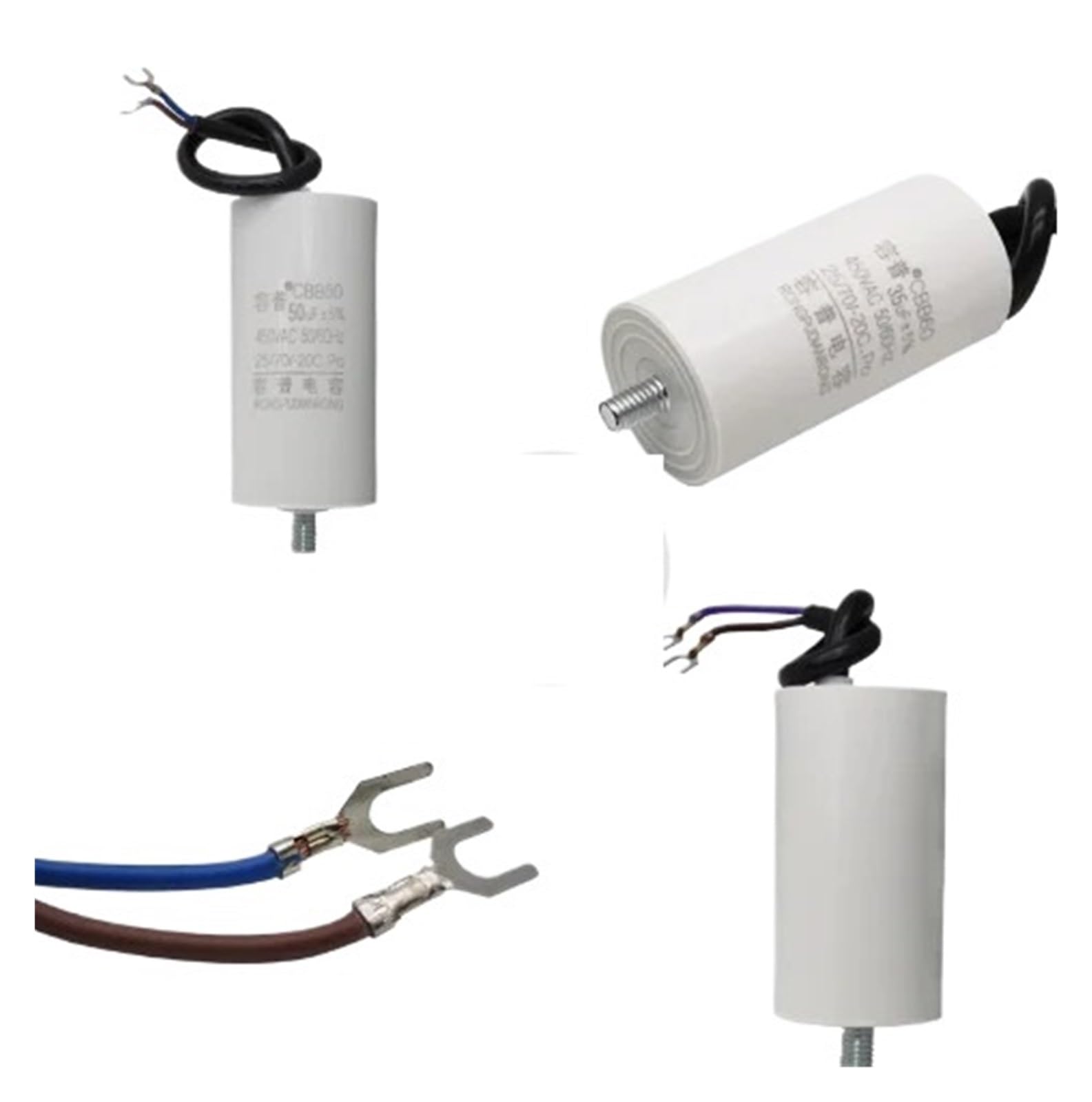 LEOTNNDQ 1Pcs CBB60 Capacitor 450V 4UF 5UF 6UF 8UF 10UF 12UF 14UF 16UF 20UF 100UF(450V6UF 35x66mm)