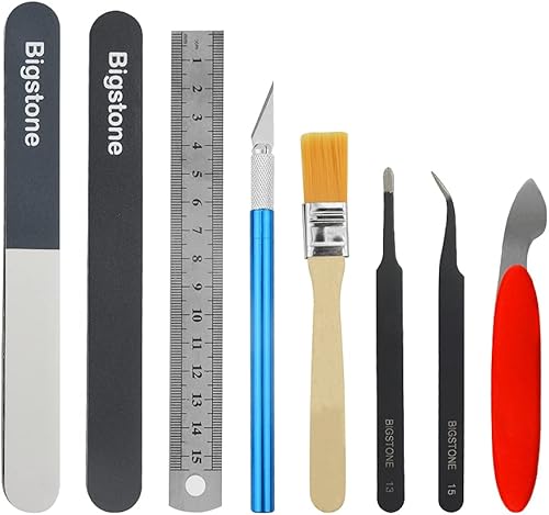 Miniatura 7 de Bigstone Kit de herramientas de construcción de 16 piezas Gundam para automóviles, aviones, edificios, Gundam, modelos de robots, reparación y