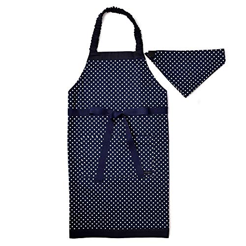 COLORFUL CANDY STYLE 子供用 キッズエプロン 女の子 三角巾 セット 小学生 着脱簡単 130-160 水玉・紺×紺 N1219430