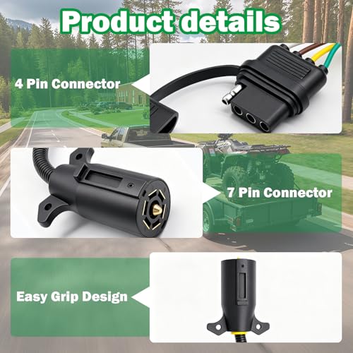 Image of 7 Pin Trailer Plug,7 Way to 4 Way Trailer Plug Adapter,7 Pin to 4 Pin Trailer Adapter,7 Way Blade to 4 Way Flat Plug Connector