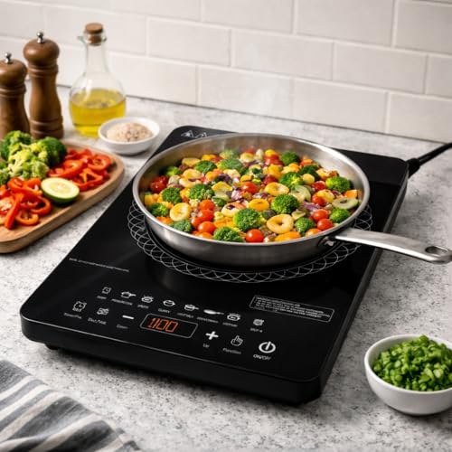 Image of Pencil Viva 1800W Induction Cooktop | Touch Control | BIS Certified | 4.5KV Surge Protection | 7 Preset Cooking Functions | Energy Efficient Electric Induction Stove for Home