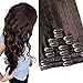Produktbild TESS Clip in Extensions Echthaar Haarteile Haarverlängerung Standard Weft Grad 7A Lang Glatt guenstig Remy Human Hair 8 Tressen 18 Clips 40cm-90g(Braun)