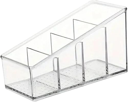 Miniatura 7 de Caja de almacenamiento transparente de escritorio de 4 rejillas multiusos para escritorio de oficina, ahorro de espacio, fácil de limpiar, compacta