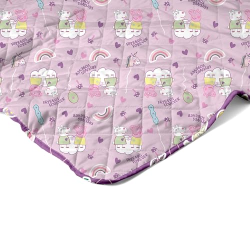 Image of Peppa Pig Fairgrounds Quilted Throw Blanket - Soft Blanket for Kids Featuring Peppa Pig, Lightweight Bedding for Bed, Couch, or Sleepovers, 60 x 80 Inches