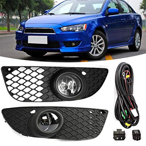 For 2008-2014 Mitsubishi Lancer Fog Light Replacement Lancer Front Bumper Driving Fog Lamps Assembly Bulb With Bezel+ Switch + Wiring Kit