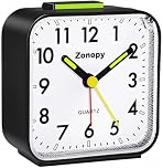 Zonopy Silent Analog Alarm Clock with Night Light, Battery Operated, Loud Alarm, Snooze, Bright Screen, Portable Design, Travel Clock, Back to School Gfits