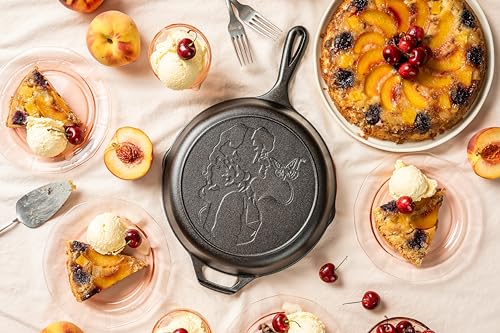 Lodge 10.25 Inch Dolly Parton Pre-Seasoned Cast Iron Stamped Skillet - Signature Teardrop Handle - Use in the Oven, on the Stove, on the Grill, or Over a Campfire, Black