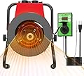 Buyplus Greenhouse Heater, 1500W Portable Outdoor Heaters with Digital Thermostat, Overheat Protection and 3S Fast Heating, Electric Space Heater for Patio, Garage, Grow Tents, Flower Room, Red