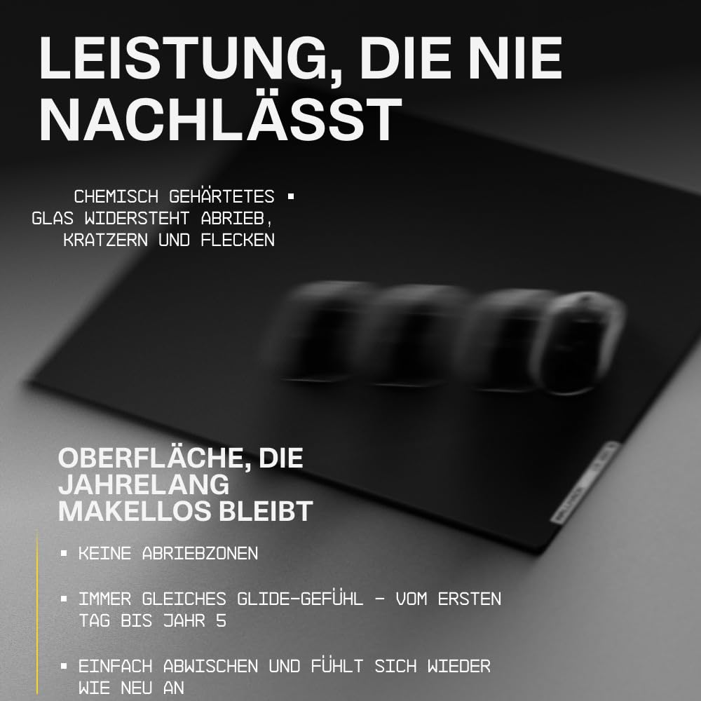 Wallhack SP-005 Glas Gaming Mauspad – Speed Surface für Esports, großes Mauspad ultra-gleitfähiges Low-Friction Tracking, gehärtetes Glas, flaches ergonomisches Profil inkl. Carry Case |Skypad Schwarz