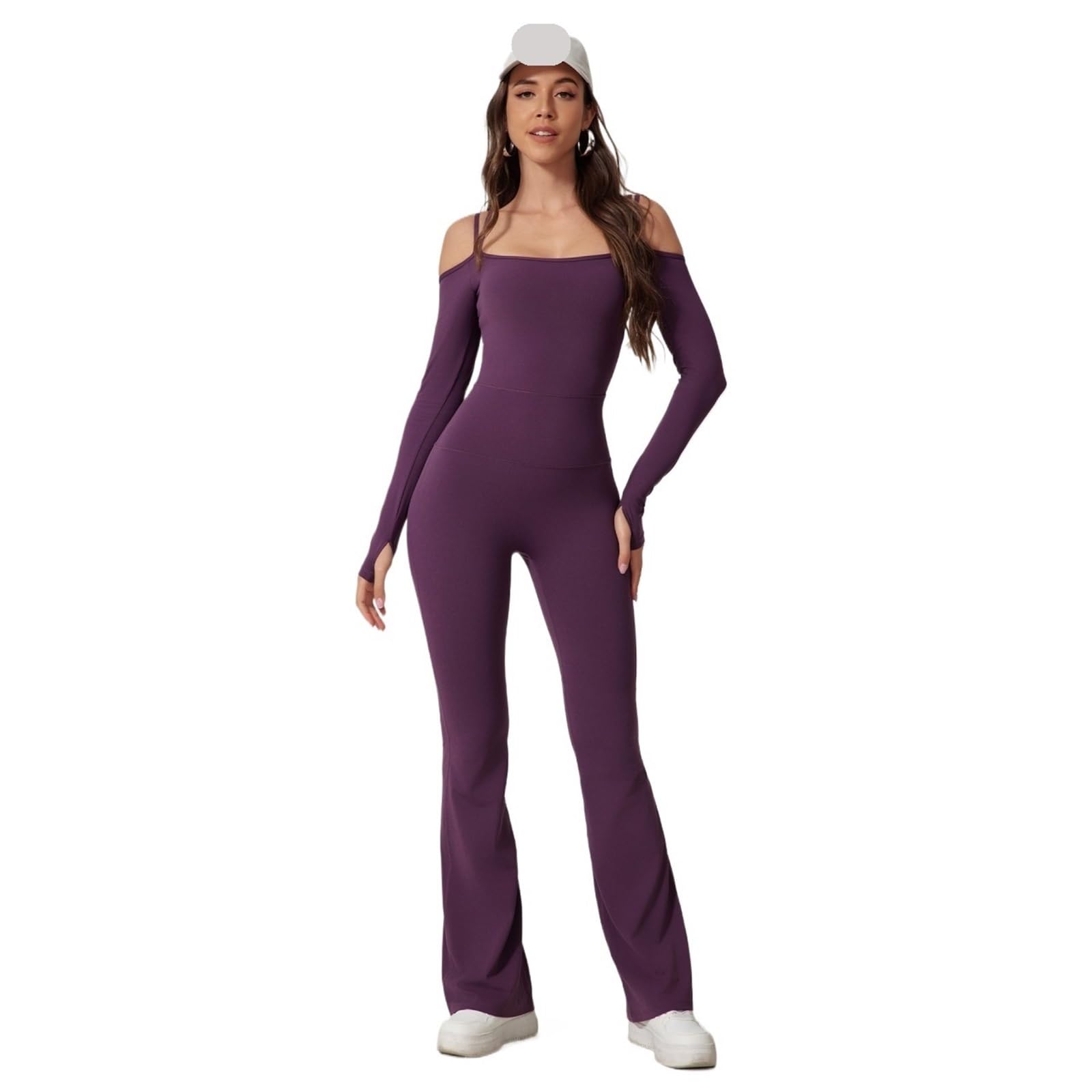 Conjunto Deportivo Mujer Mono De Yoga for Deportes Espalda Belleza Espalda Marrón Sin Costuras Doble Correa De Hombro Medias Sexy Body De Una Pieza(Purple,L)