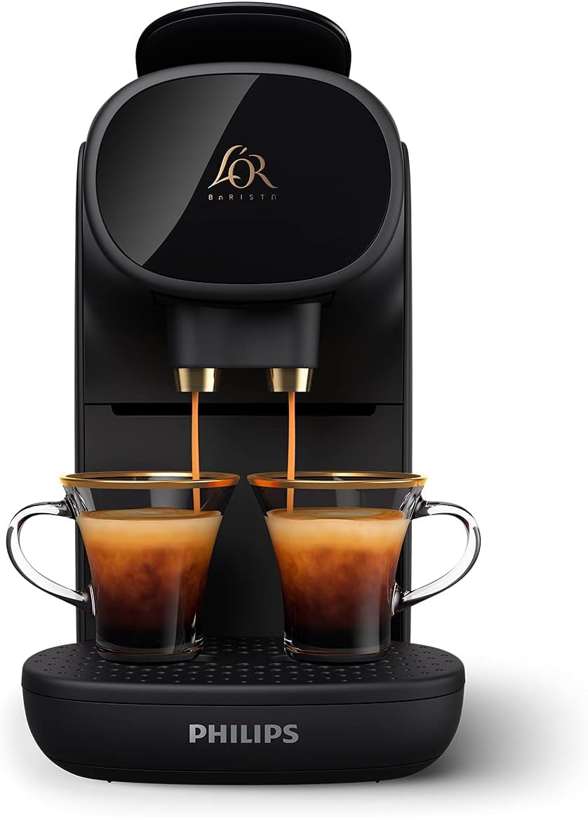 PHILIPS L'OR Barista Sublime Kapsel-Kaffeemaschine, Doppelter Espresso, 1 oder 2 Tassen, Vollständiges Kaffeemenü, Schwarz (LM9012/60)
