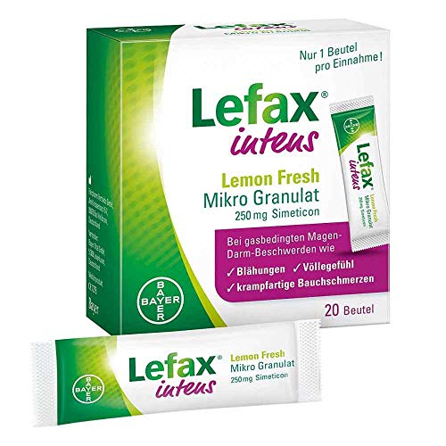 Lefax Intens Lemon Fresh Mikro Granulat bei stärkeren Blähungen und weiteren gasbedingten Beschwerden wie Druck- und Völlegefühl krampfartigen Bauchschmerzen ideal für unterwegs 20 Beutel
