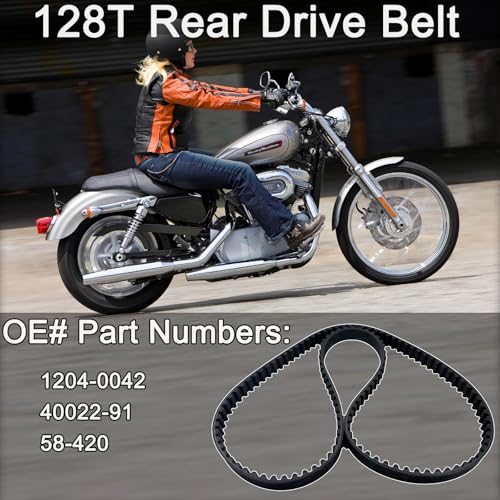 Image of Rear Drive Belt 128T 1-1 /8 inch Aramid Belt 71.26 inch L x 1.18 inch W Compatible with Sportster 883 1200 Hugger XL XLH 1200C 883C 1200S 1991-2003, Replace 40022-91 58-420 1204-0042
