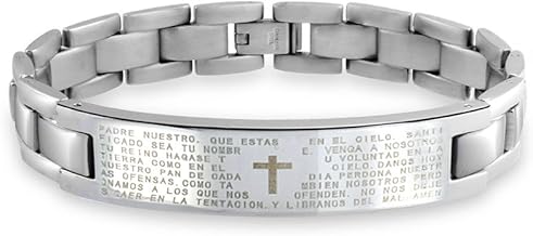 Bling Jewelry Customisable Silver Tone Stainless Steel ID Bracelet with Watch Band for Men, Engraved with Name, Customizable, Size 8.8.5