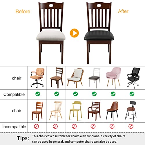 Yisun CHAIR SEAT COVERS Set Of 4, Pu Leather Waterproof Dining Room Chair Covers, Stretch Chair Cover For Dining Room Chair Protector Slipcover thumb #6
