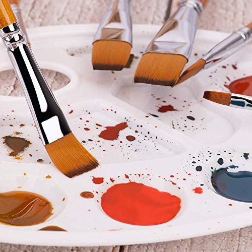 Golden Maple 383-COFFEE 6Pcs Japanese Nylon Flat Paint Brush Set Short Wooden Acrylic Handle thumb #7